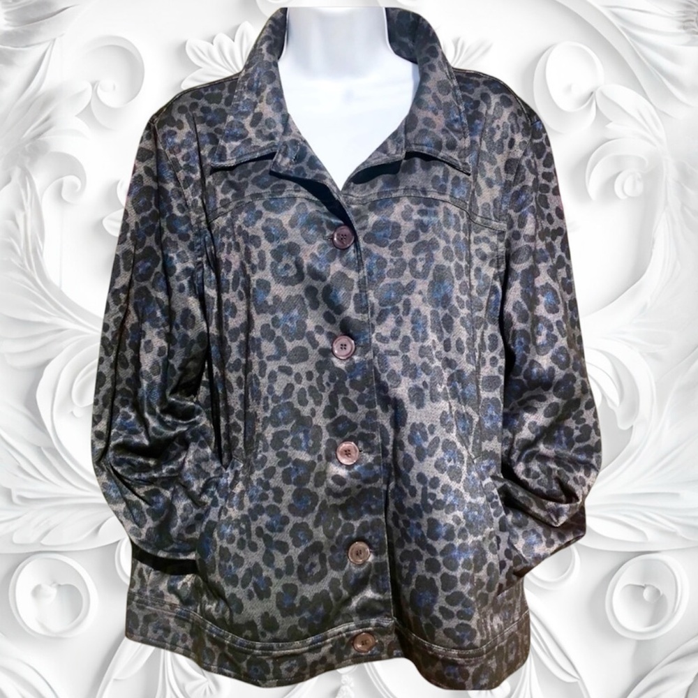 The Tog Shop Petites Blue/Black Leopard Jacket